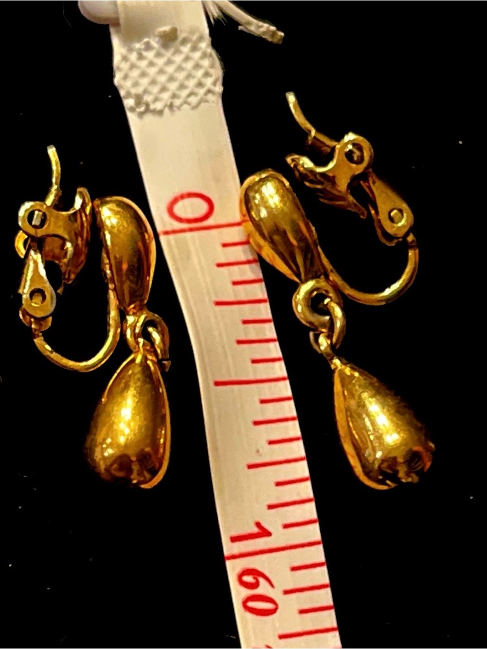 Gold Drop Clip-On Earrings - Elegant Teardrop Design - Picture 4 of 4